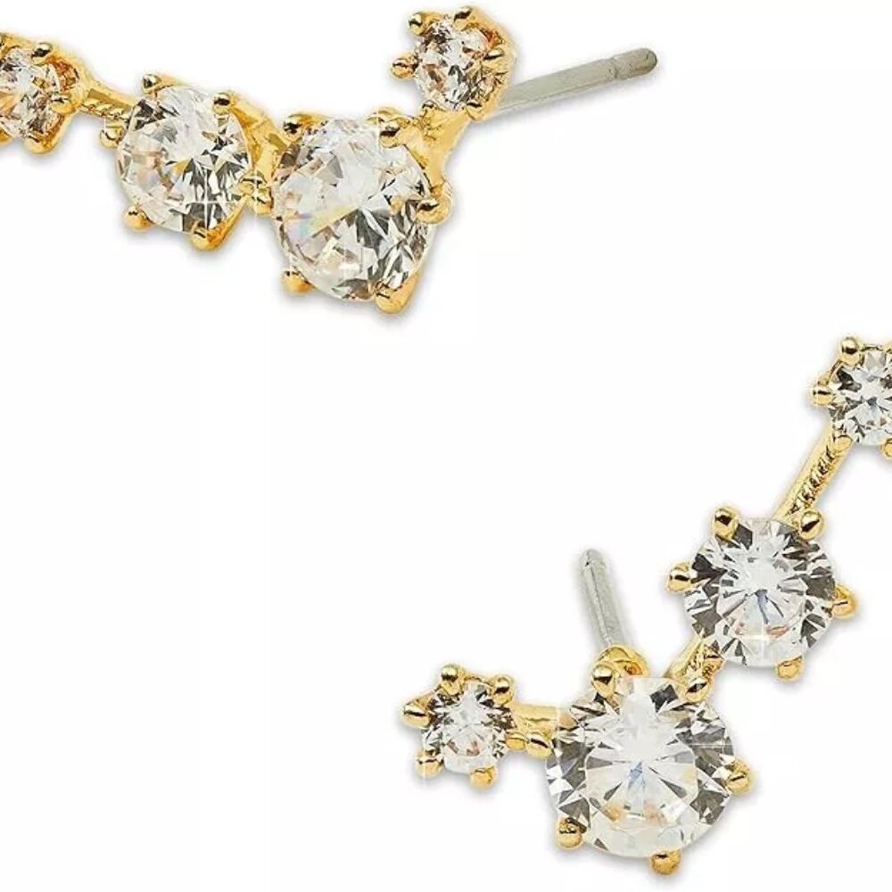 NADRI Climber Earrings - Exquisite Cubic Zirconia Gold Plated, New with Tag